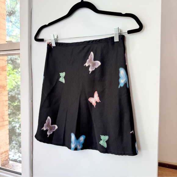 Lisa Says Gah Dresses & Skirts - Lisa Says Gah Michelle Butterfly Mini Skirt Satin Black Medium